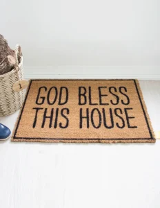 Christian doormat with the phrase “God bless this house” – Have a God Time