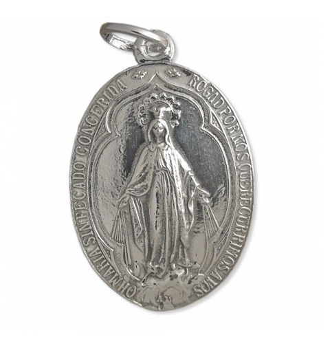 Representación pivote fósil Medalla Virgen De La Milagrosa Plata 15x25mm | pamso.pl