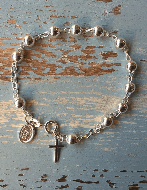 Pulsera rosario de plata