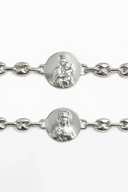 Pulsera de Virgen del Carmen plata calabrotes Sagrado Corazó