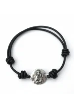 Pulsera de Virgen del Carmen plata calabrotes plata y cuero