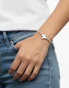Pulsera cruz plata mujer