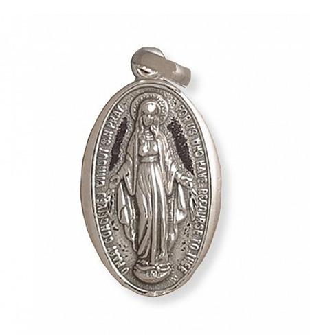 2043A_d19f5570b39bc5cdf092b1539518d932 Medalla de plata Virgen Milagrosa oval 29mm - Imagen 1