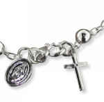 Pulsera rosario de plata bolas grandes 5mm - Imagen 2