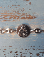 Pulsera medalla Virgen del Carmen escapulario grande 23 mm de plata con calabrotes - Imagen 2