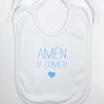 Babero "Amen A Comer "azul