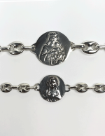 Pulsera medalla Virgen del Carmen escapulario grande 23 mm de plata con calabrotes