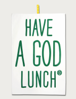 Trapo de cocina Have a God Lunch verde