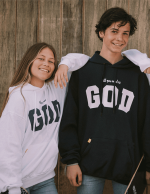 Sudadera con capucha All you need is God blanca - Imagen 3