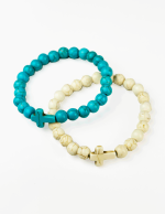 Pulsera elástica de piedra con cruz - Imagen 2