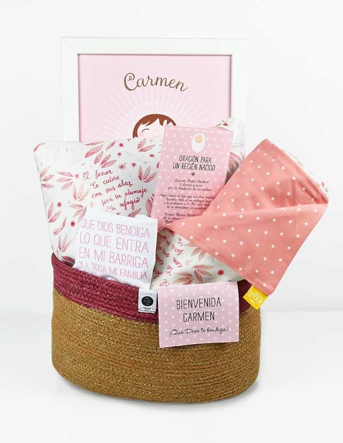 Cesta_nido_rosa Cesta regalo bebé Nido Rosa - Imagen 1