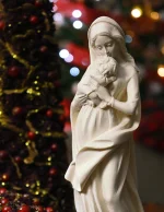 Figura Virgen del beso madera natural - Imagen 2