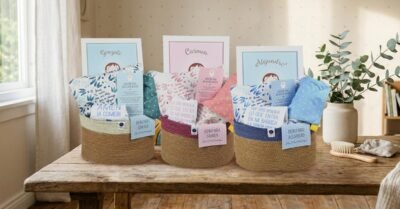 Cestas regalo bautizo bebe varios colores